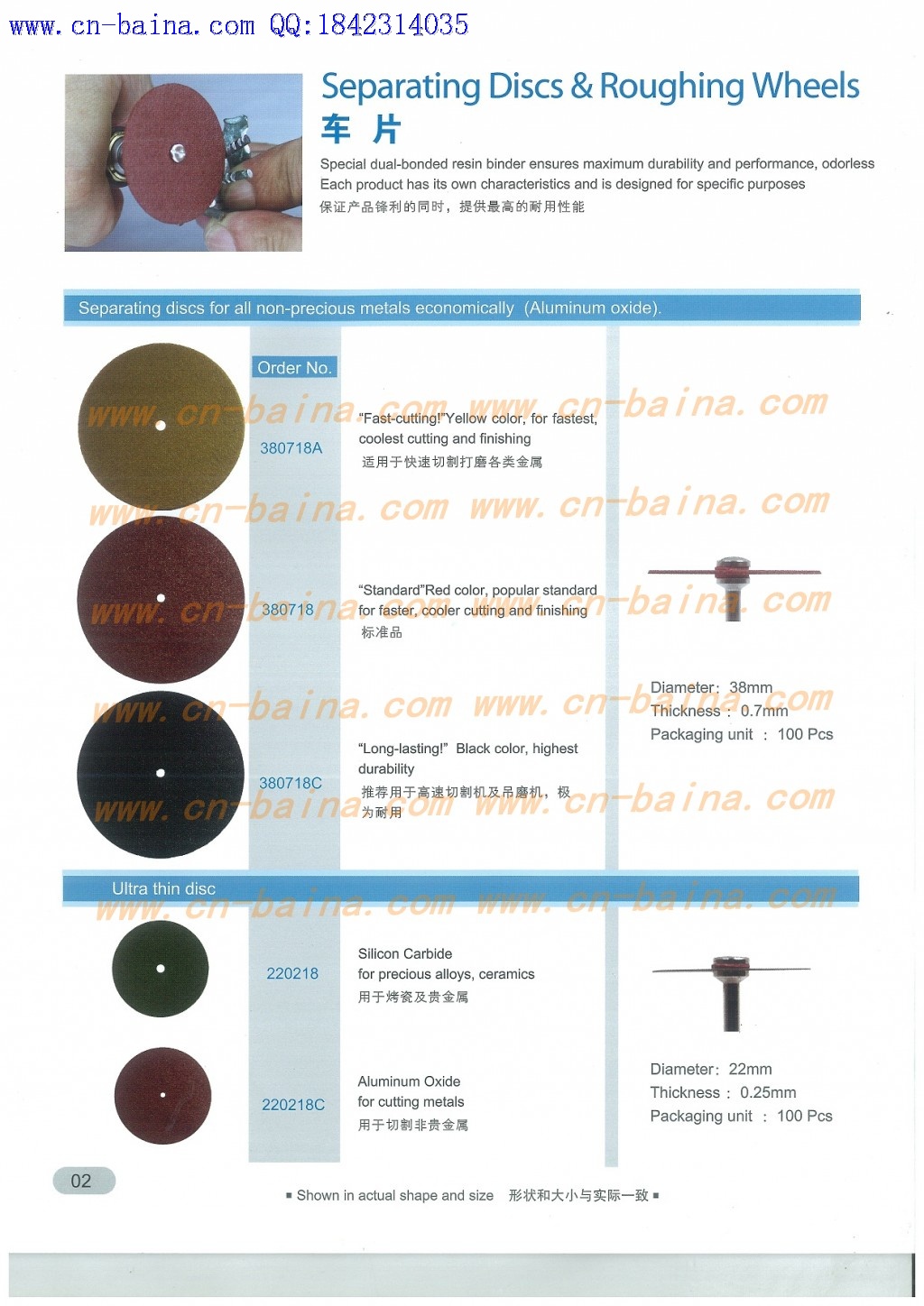 Separating discs and roughing wheels