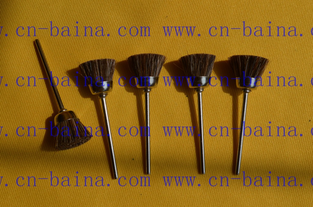 cup shape brown color brush Crimped bristle brush